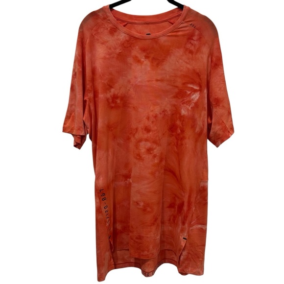 LuLuLemon DDWZ Orange Tie Dye Always Agile Short Sleeve Athletic Top Men's XL - Picture 2 of 9